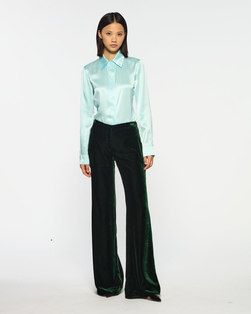Velvet Flare Trouser - Dark Green picture #1