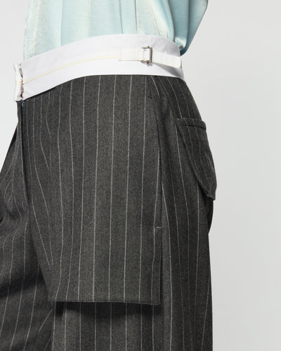 Inside Out Trouser  - Dark Grey Pinstripe Wool SERENA BUTE