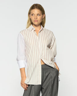 Oversized Shirt - Burgundy Stripe