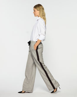 Serena Jogger - Light Grey Pinstripe Wool