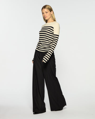 Serena Trouser - Black Pinstripe Wool SERENA BUTE