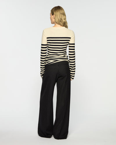 Serena Trouser - Black Pinstripe Wool SERENA BUTE