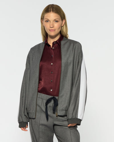 Bomber Jacket - Dark Grey Wool SERENA BUTE