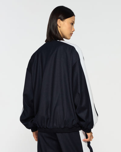 Bomber Jacket - Navy Blue Wool SERENA BUTE