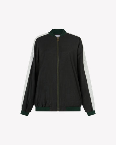Bomber Jacket - Dark Green Wool SERENA BUTE
