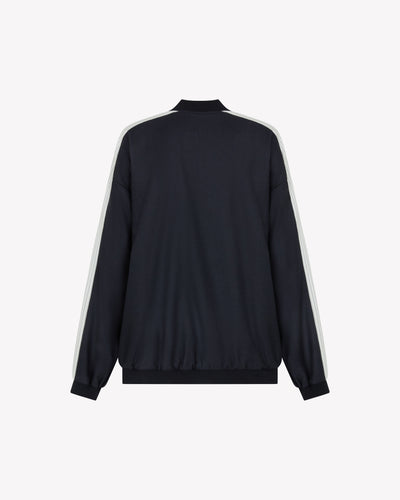 Bomber Jacket - Navy Blue Wool SERENA BUTE