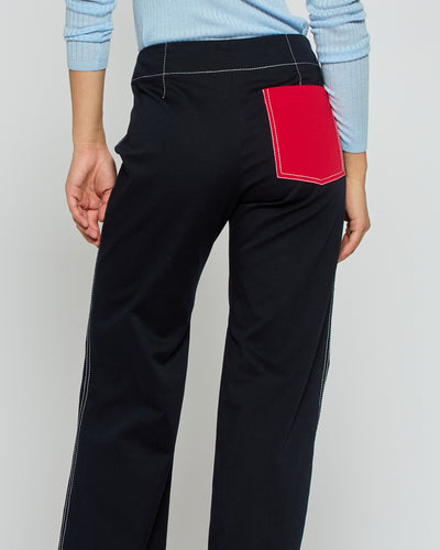 Flare Trouser with Contrast Pockets - Dark Navy SERENA BUTE