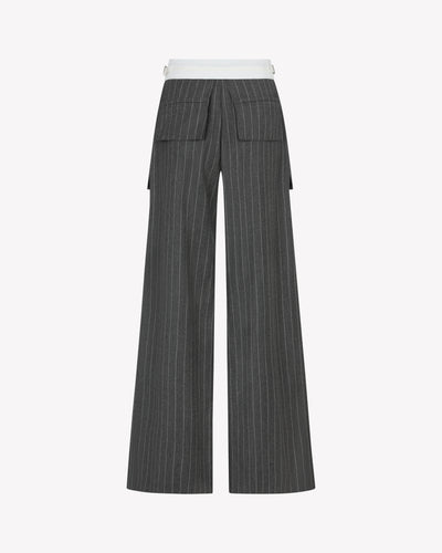 Inside Out Trouser  - Dark Grey Pinstripe Wool SERENA BUTE