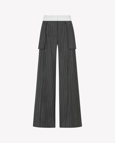 Inside Out Trouser  - Dark Grey Pinstripe Wool SERENA BUTE