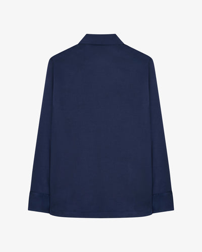 Satin Revere Collar Shirt - Dark Navy SERENA BUTE