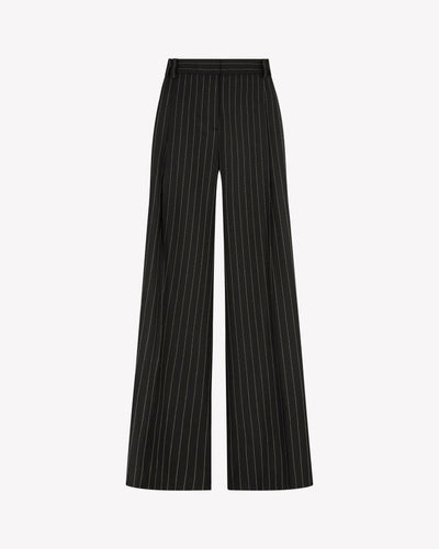Serena Trouser - Black Pinstripe Wool SERENA BUTE