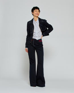 Flare Trouser with Contrast Pockets - Dark Navy