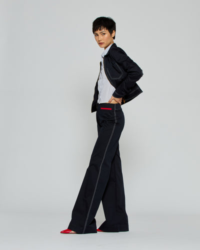 Flare Trouser with Contrast Pockets - Dark Navy SERENA BUTE