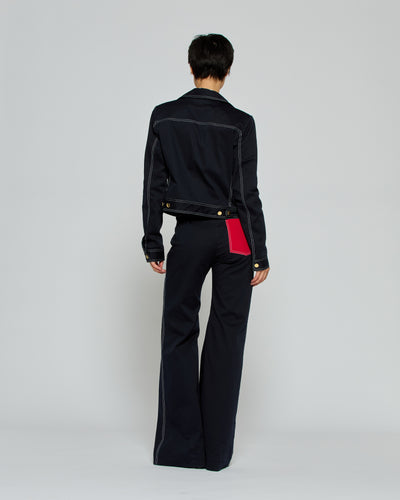 Flare Trouser with Contrast Pockets - Dark Navy SERENA BUTE