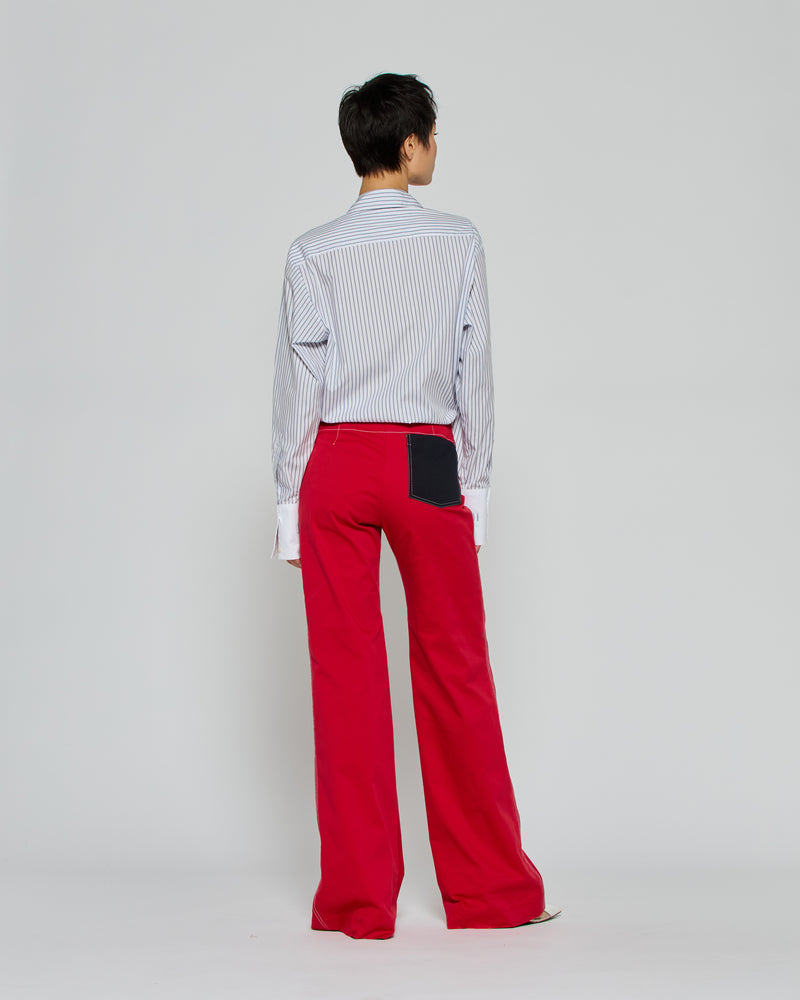 Flare Trouser with Contrast Pockets - Red picture #4