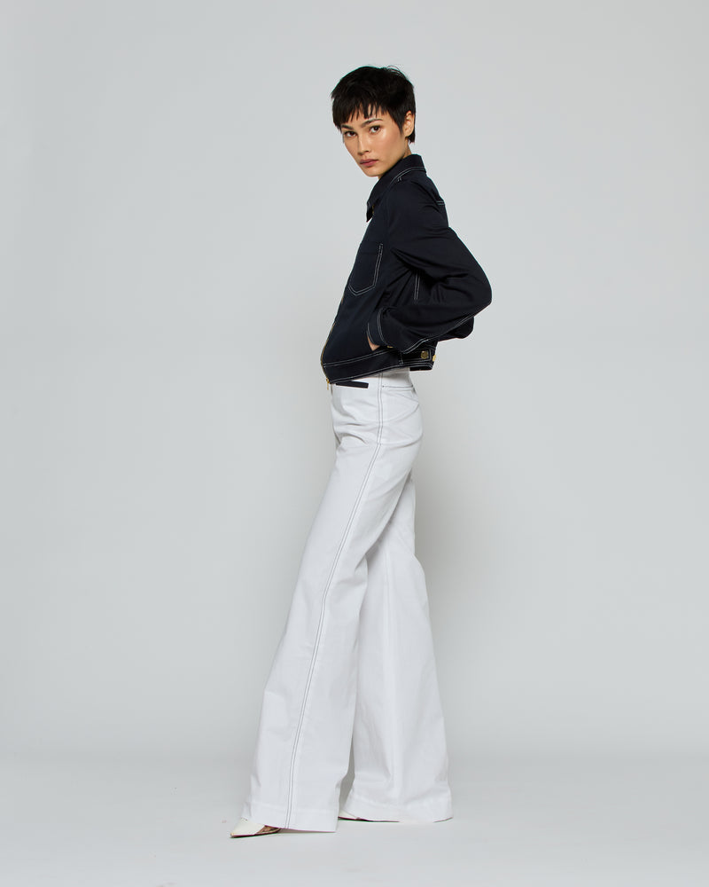 Flare Trouser with Contrast Pockets - White picture #3