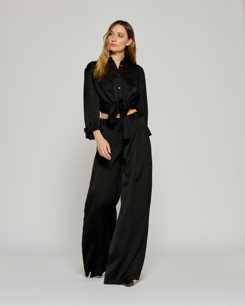 Satin Stripe Serena Trouser - Black picture #4