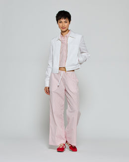 Striped Cropped Jogger - Red/White