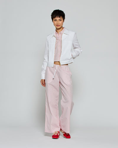 Striped Cropped Jogger - Red/White SERENA BUTE
