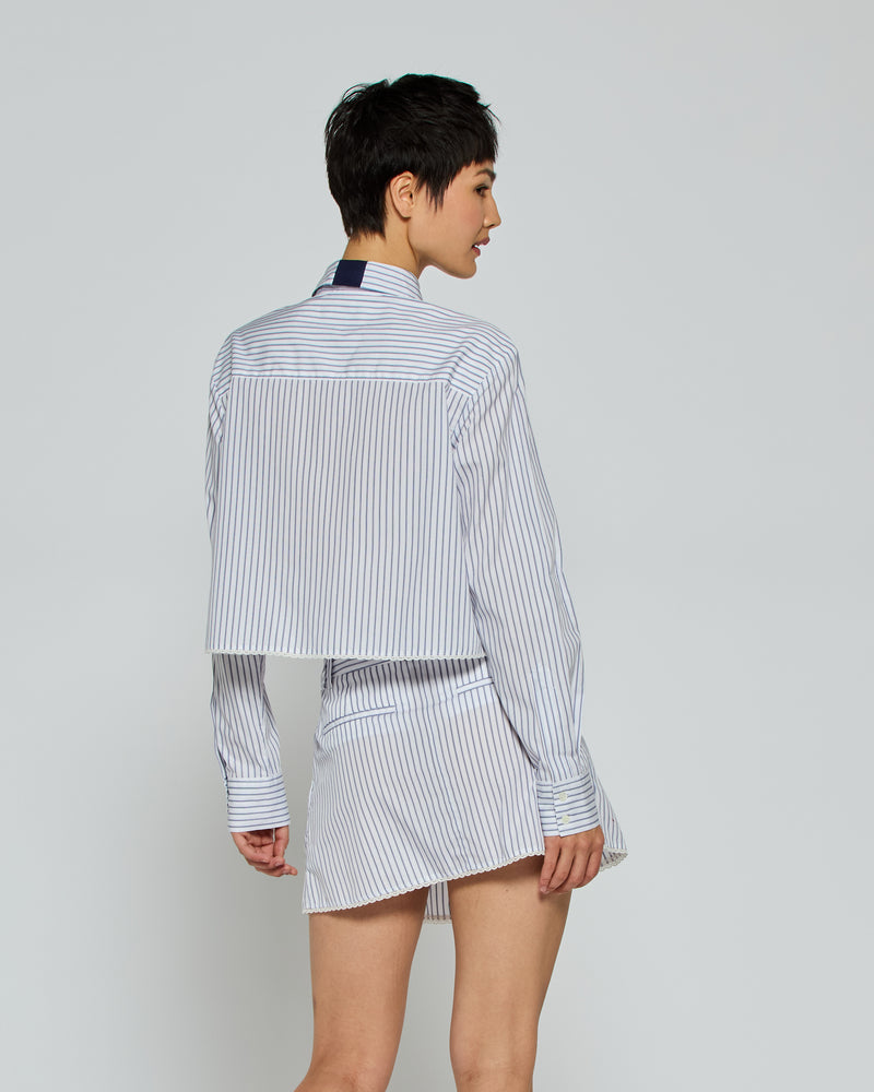 Striped Cropped Shirt - Navy/White picture #4