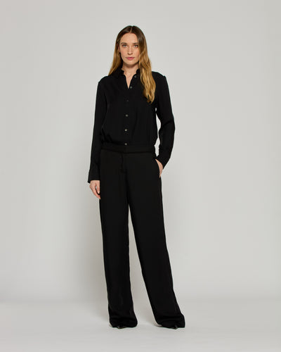 Tailored Trouser with Georgette Trim - Black SERENA BUTE