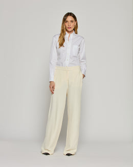 Tailored Trouser with Georgette Trim - Cream