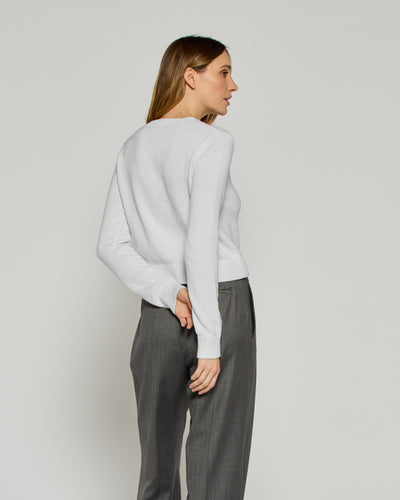 V-Neck Semi Cropped Cardigan - Crystalline Grey SERENA BUTE