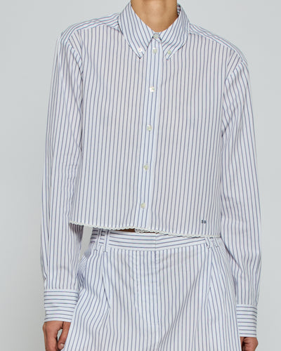 Striped Cropped Shirt - Navy/White SERENA BUTE