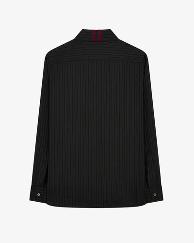 Satin Stripe George Shirt - Black SERENA BUTE