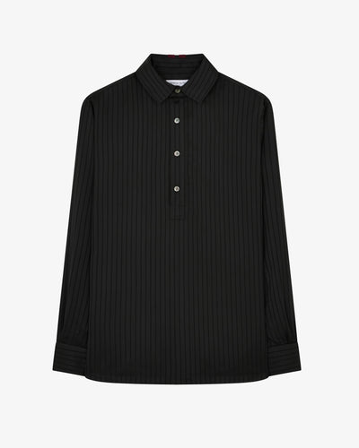 Satin Stripe George Shirt - Black SERENA BUTE