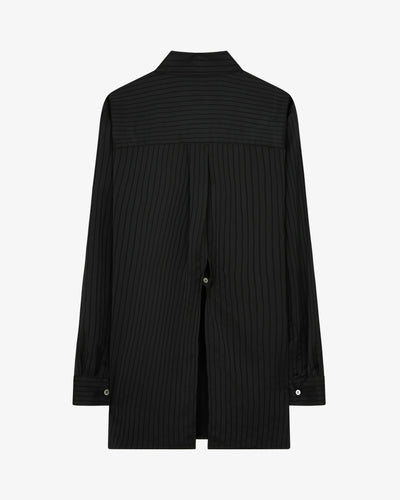 Satin Stripe Open Back Shirt - Black SERENA BUTE