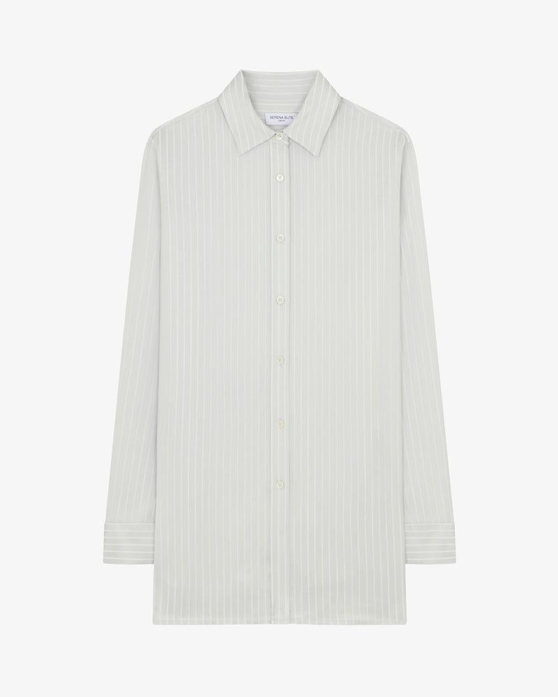 Satin Stripe Open Back Shirt - Silver picture #2