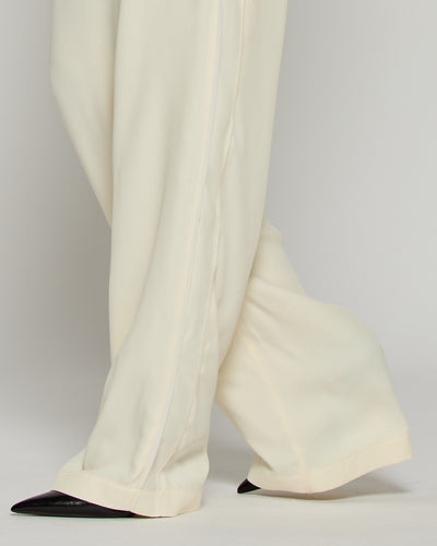 Tailored Trouser with Georgette Trim - Cream SERENA BUTE