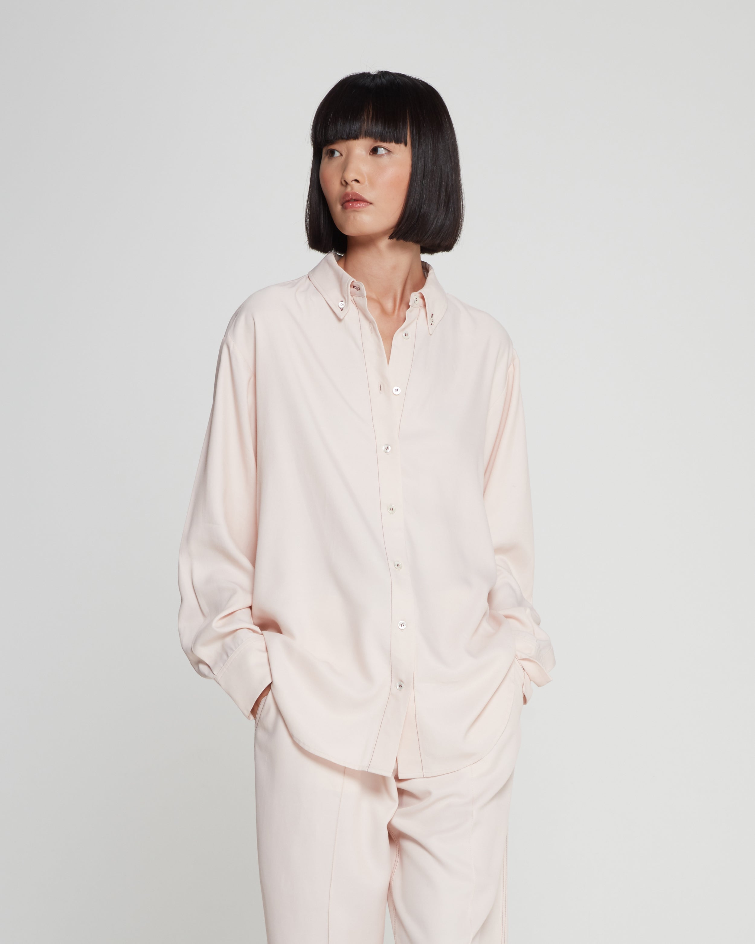 London Pyjama Bottom Pale Blush Silk