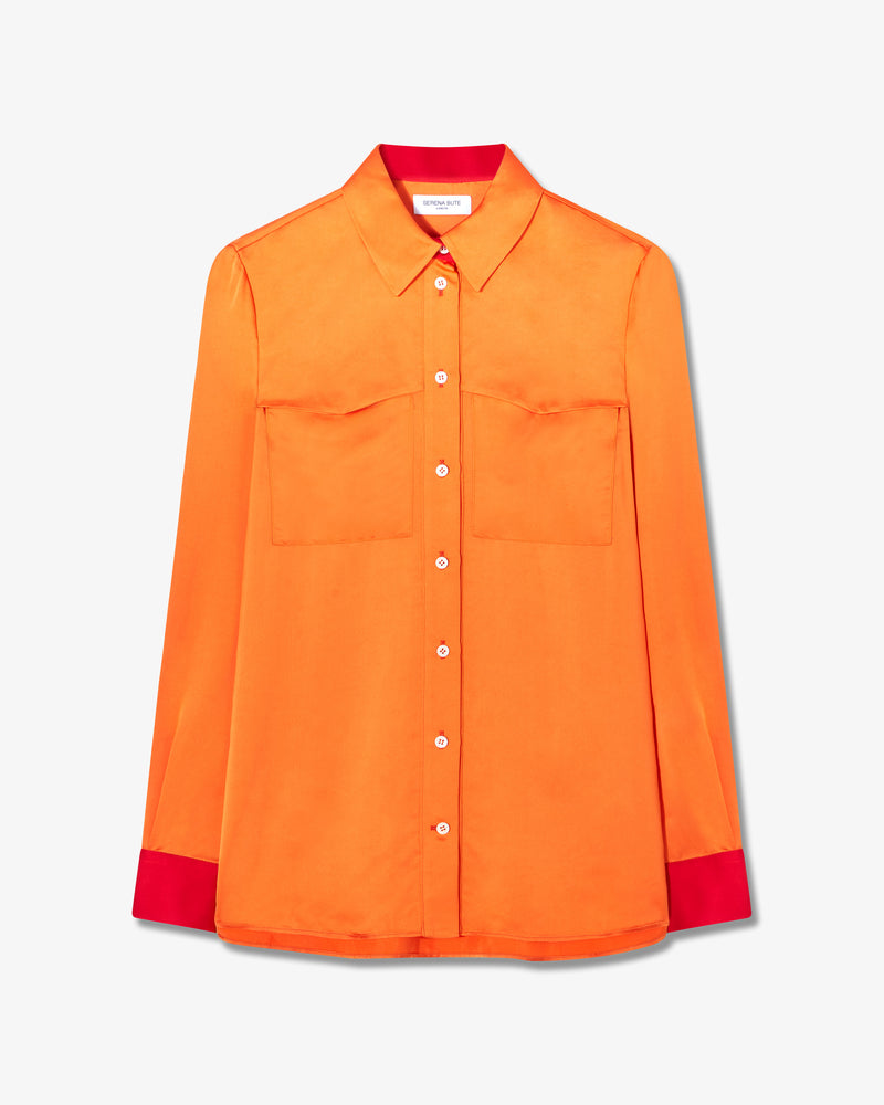 Matte Satin Utility Shirt - Burnt Orange picture #2