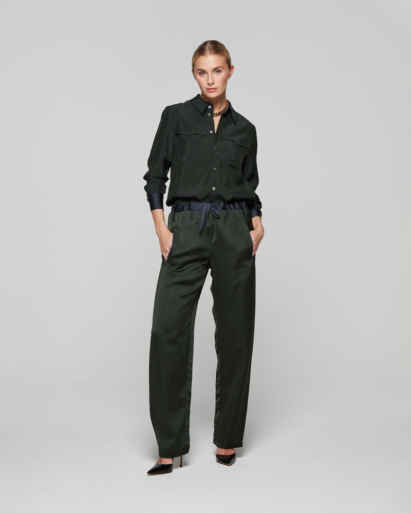 Matte Satin Utility Trouser - Forest Green picture #1
