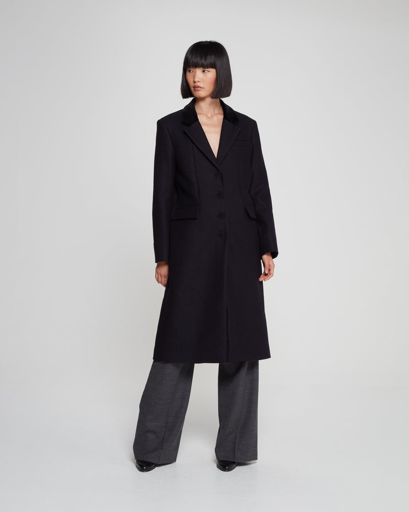 Oversized Wool Cashmere Coat - Navy picture #3
