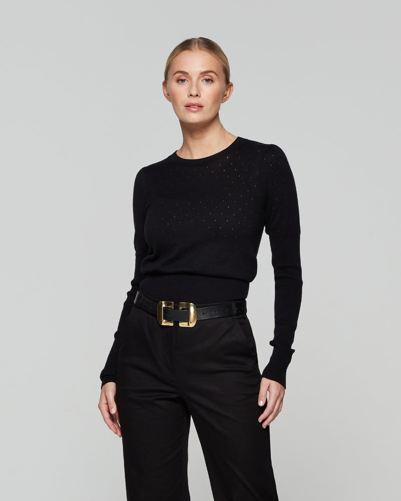 Pointelle Fitted Jumper - Black picture #1