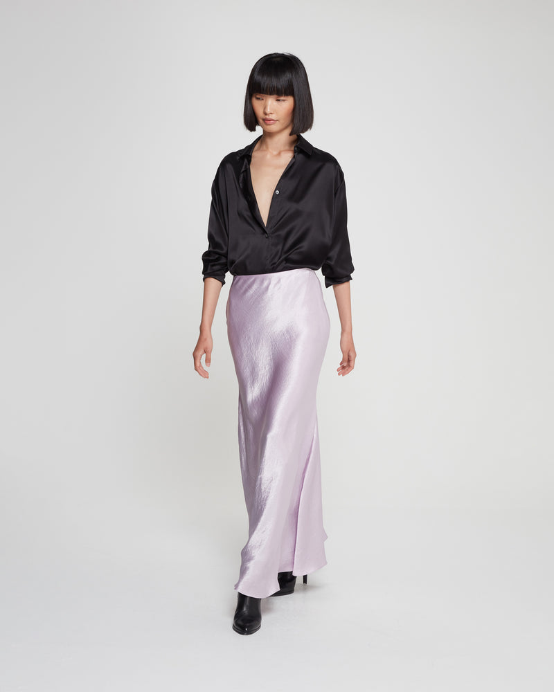 Satin Bias Maxi Skirt - Soft Lilac picture #3