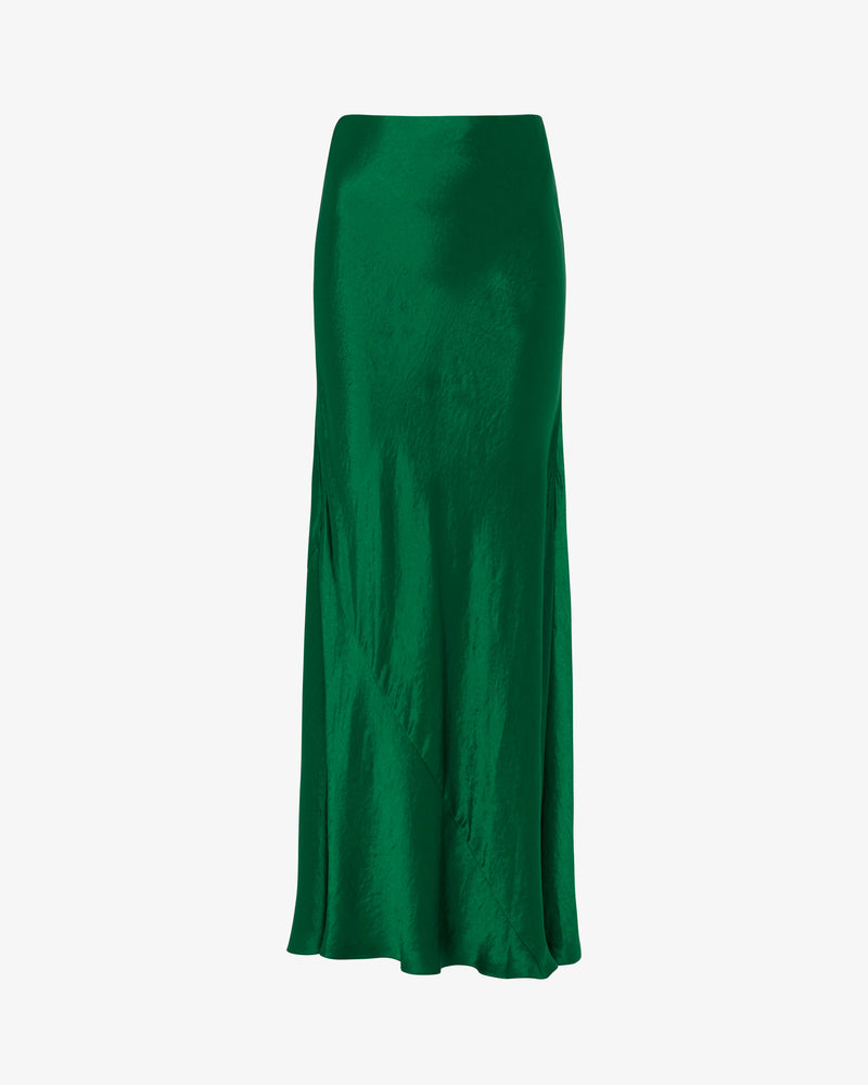 Satin Bias Maxi Skirt - Green picture #2