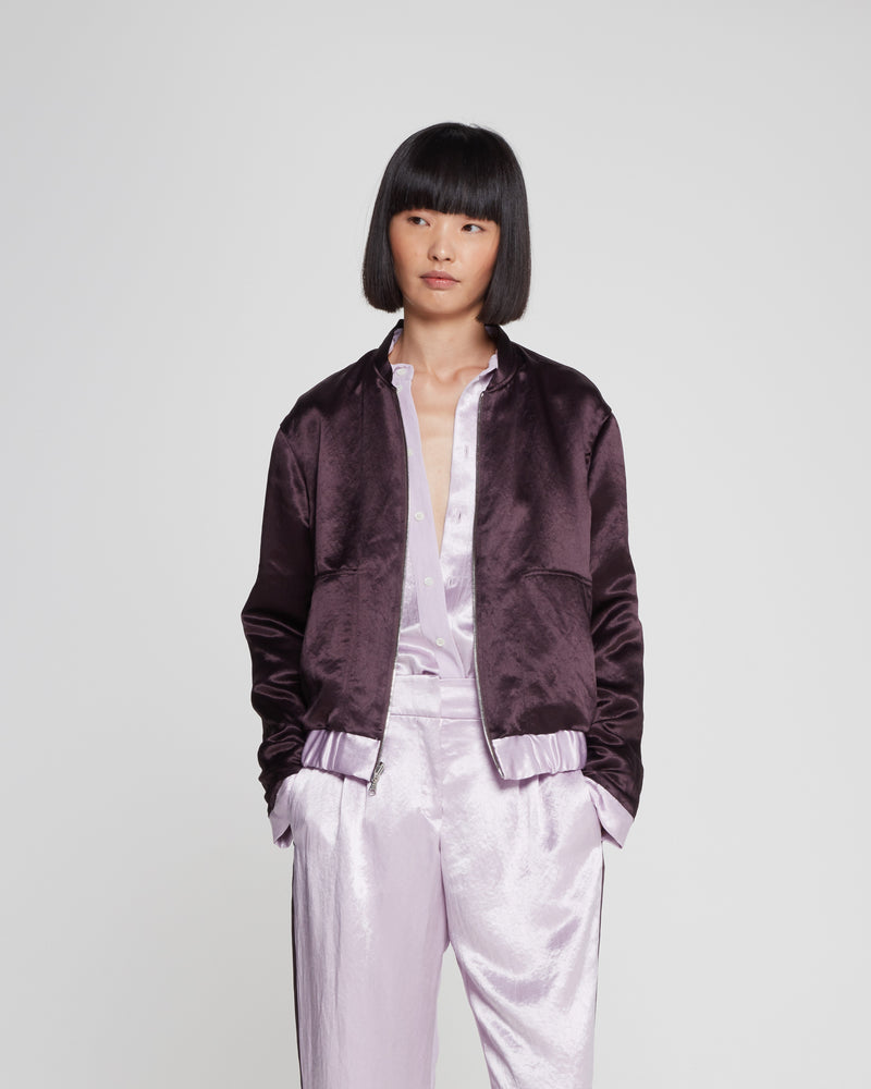 Satin Reversible Bomber Jacket - Soft Lilac/Maroon picture #3