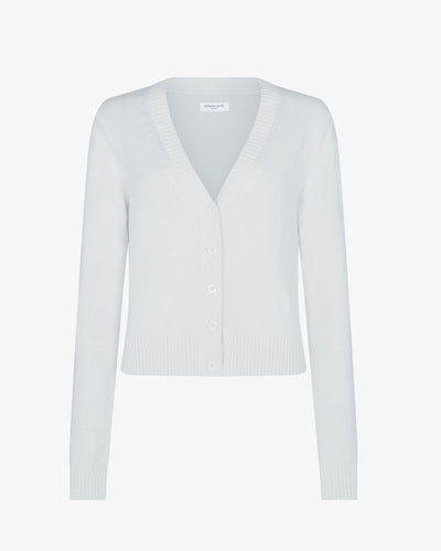 V-Neck Semi Cropped Cardigan - Crystalline Grey SERENA BUTE