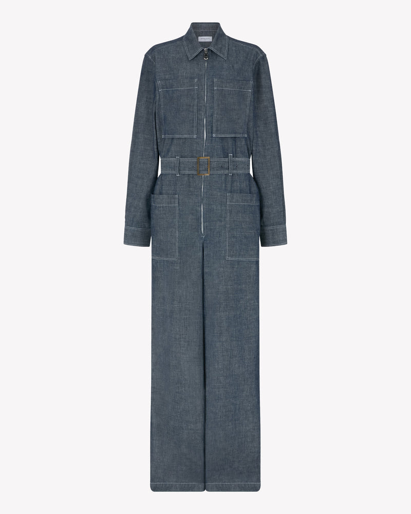 Chambray Cargo Jumpsuit - Dark Navy picture #1