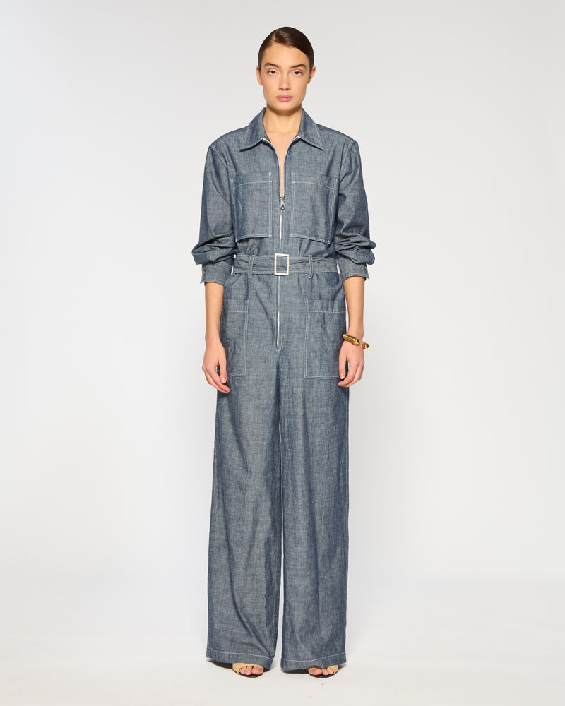 Chambray Cargo Jumpsuit - Dark Navy picture #2