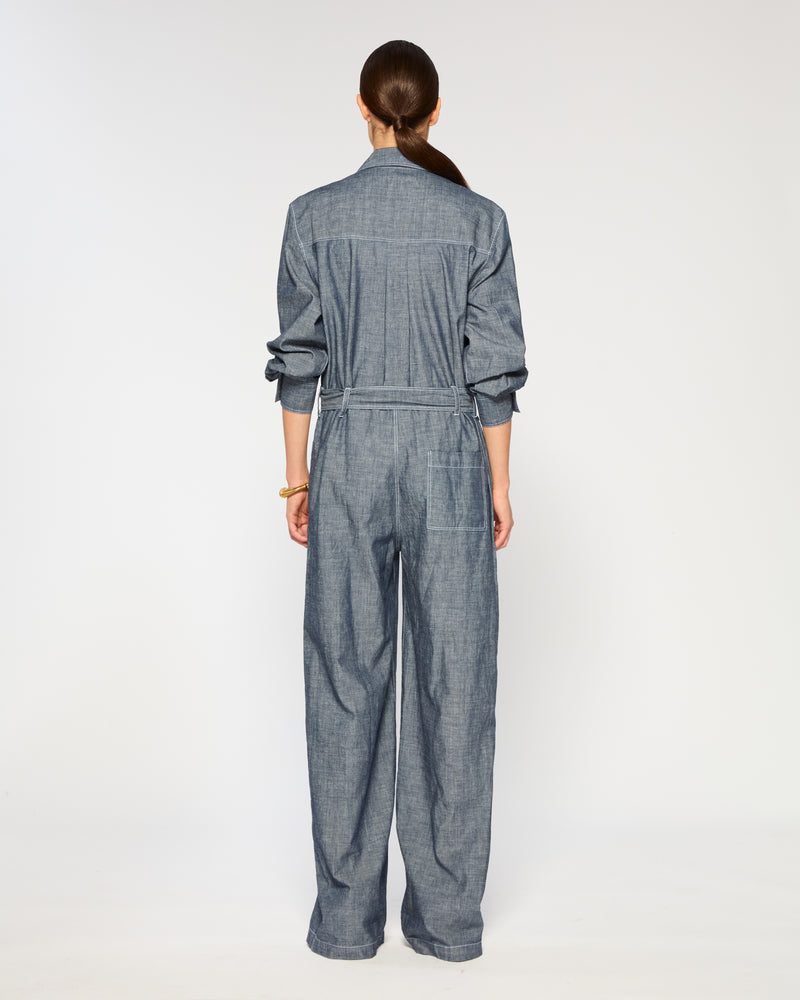 Chambray Cargo Jumpsuit - Dark Navy picture #3