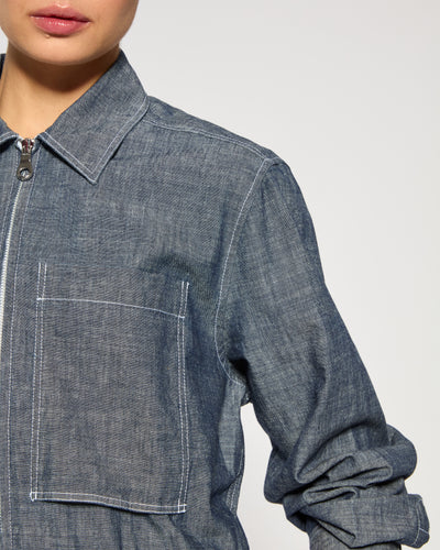 Chambray Cargo Jumpsuit - Dark Navy SERENA BUTE