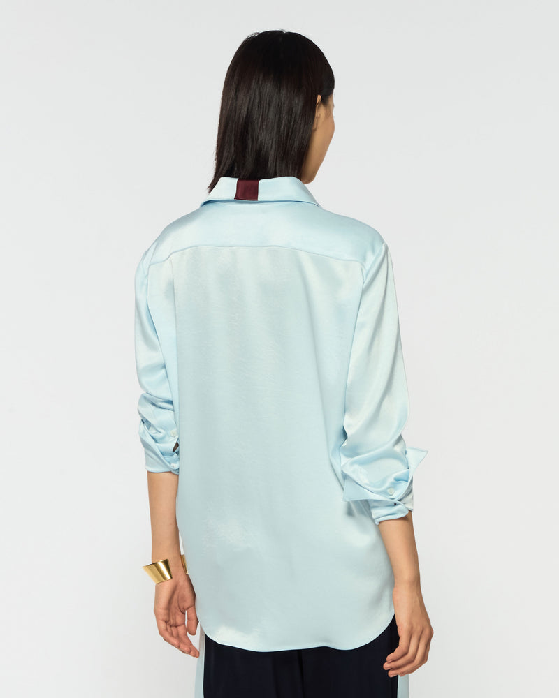 Satin Paris Shirt - Pale Blue SERENA BUTE