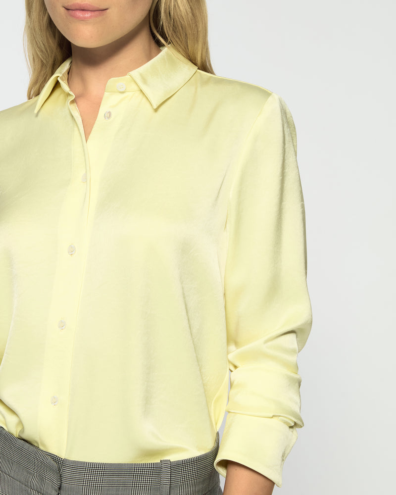 Satin Classic Shirt - Pastel Yellow SERENA BUTE