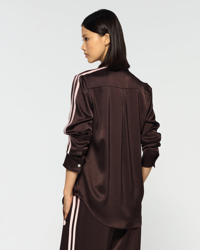 Satin Classic Shirt - Chocolate Brown SERENA BUTE