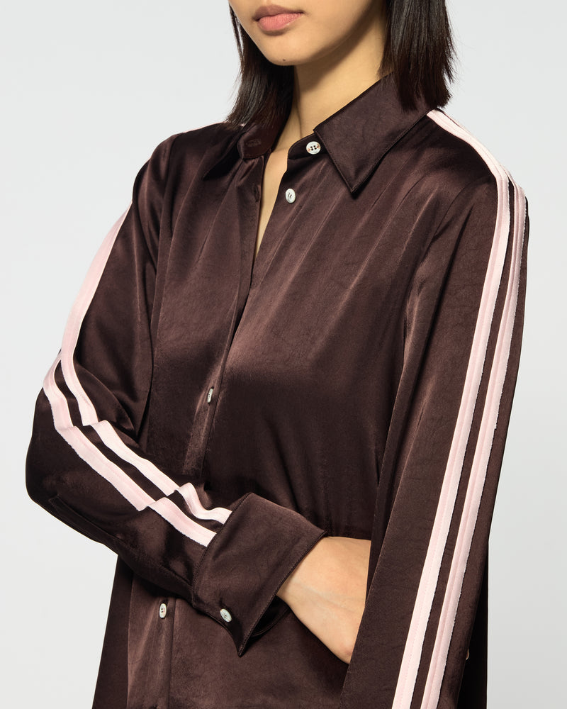 Satin Classic Shirt - Chocolate Brown SERENA BUTE